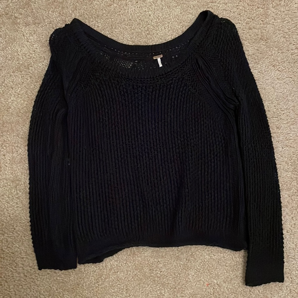 Free People Navy Knit Sweater
